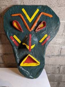 lot 103 image: 36x27 inch African Tribal Mask Wall Art