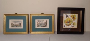 lot 37 image: (3) Framed Art Prints Flower and European Street Scenes