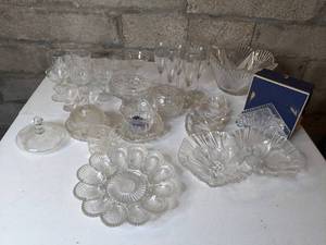 lot 157 image: Lot of Crystal Goblets, Platters, Bowls, Napkin Holder, etc.