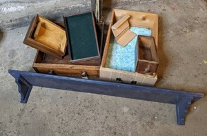 lot 165 image: Wood Wall Shelf and Drawers