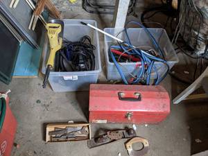 lot 144 image: Tools, Vacuum, Vintage Wood Plane, Hedge Clippers, Extension Cords