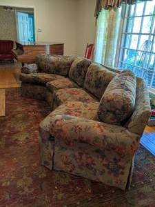 lot 63 image: Two Piece Sherrill Floral Sectional
