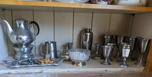 lot 19 image: Lot of Vintage Pewter Servingware & Decor