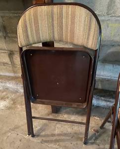 lot 74 image: Three Padded Folding Chairs in Neutral Colors