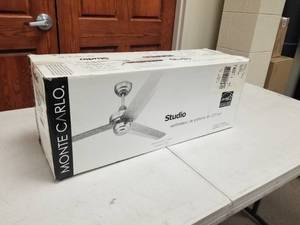 lot 361 image: Monte Carlo Studio 54 Ceiling Fan Brushed Pewter with 3 blades (new in box)