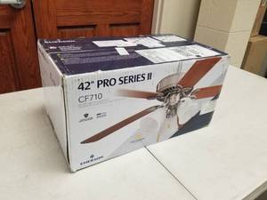 lot 368 image: Emerson Pro Series 42 Ceiling Fan Brushed Steel with 5 blades (new in box)