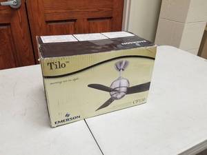lot 369 image: Emerson Tilo 30 Ceiling Fan Brushed Steel with 3 blades (new in box)