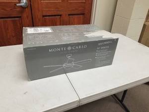 lot 370 image: Monte Carlo Discus 52 Ceiling Fan White with 5 White blades (new in box)