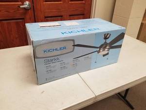 lot 371 image: Kichler Starkk 60 Ceiling Fan White with 5 White blades (new in box)