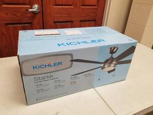 lot 372 image: Kichler Starkk 52 Ceiling Fan White with 5 White blades (new in box)