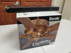 lot 384 image: Casablanca Barola Ceiling Fan Tuscan Sunset with 5 ABS Medium Oak blades (new in box)