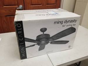lot 392 image: Monte Carlo Ming Dynasty 56 Ceiling Fan with 5 blades (new in box)