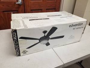 lot 402 image: Monte Carlo Edwardian 56 Ceiling Fan Walnut with 5 blades (new in box)