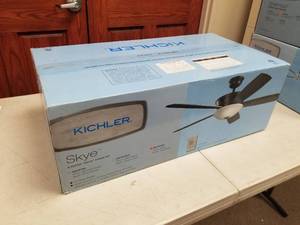 lot 407 image: Kichler Skye 54 Ceiling Fan White with 5 WhiteWhite blades (new in box)