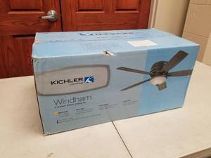 lot 418 image: Kichler Windham 52 Ceiling Fan White with 5 White blades (new in box)