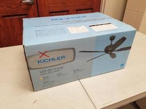 lot 422 image: Kichler Whitmore 60 Ceiling Fan White with 5 White blades (new in box)