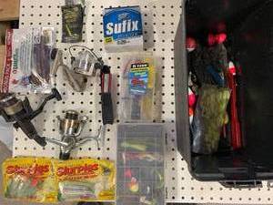 lot 57 image: Fishing Lot with Ammo Box