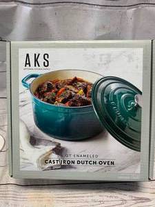 lot 67 image: Brand New AKS 6 Quart Cast Iron Dutch Oven