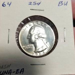 1964 WASHINGTON QUARTER BU