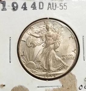 1944-D WALKING LIBERTY HALF DOLLAR NICE AU