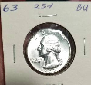 1963 WASHINGTON QUARTER BU-UNC