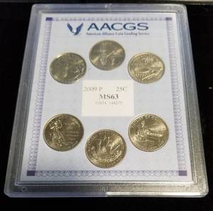 2009-P 6 COIN STATE QUARTER SET MS63 AACGS CERTIFIED