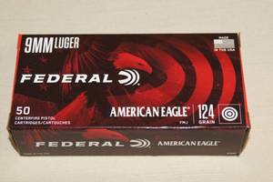lot 17 image: 50 Federal American Eagle 9mm Luger 124 Gr FMJ Ammo