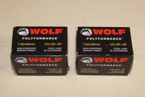 lot 36 image: 40 Wolf 7.62x39mm 123 Gr HP Steel Case Ammo