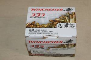 lot 43 image: 333 Winchester .22 LR 36 Gr Plated HP Ammo