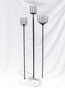 lot 110 image: Set of 3 Metal Spearfishing Trident Poles