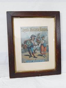 lot 47 image: Vintage Rices Flower Seeds Framed Advertisement