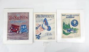 lot 48 image: Set of 3 Early 1900s Antique Matted Sheet Music