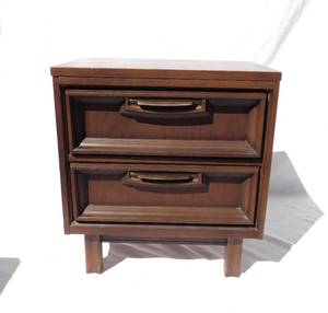 lot 69 image: Vintage 2 Drawer Wood Nightstand