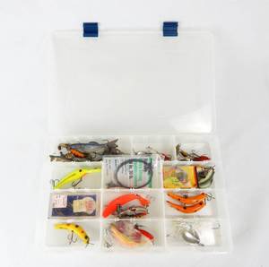 lot 124 image: Vintage Fishing Tackle and Tackle Box