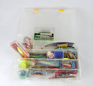 lot 126 image: Lot of Assorted Vintage Fishing Tackle and Tackle Box