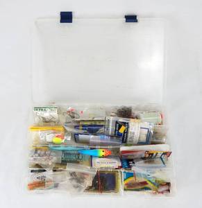 lot 127 image: Lot of Assorted Vintage Fishing Tackle and Tackle Box