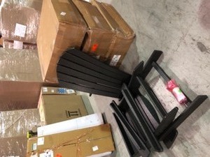 lot 10 image: 4 Boxes of Grant Park Traditional Curveback Black Plastic Outdoor Patio Adirondack Chair by POLYWOOD See Pictures