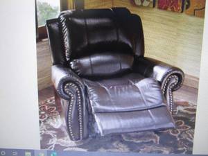 Brown Nailhead Recliner Faux Leathe...
