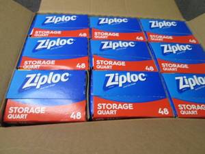 Case of 9- 48 ct Boxes Ziploc Quart...
