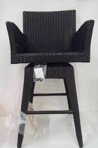 lot 708 image: Braxton Wicker Swivel Patio Bar Stool - Multi-Brown - Christopher Knight Home