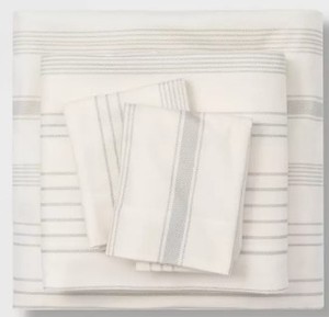 lot 772 image: Solid Flannel Sheet Set Queen - Threshold - Gray Stripe