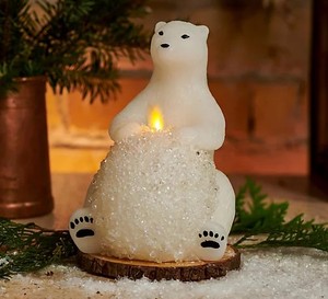lot 779 image: Martha Stewart Flameless Sitting Polar Bear Figural with Remote