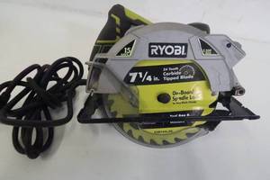 lot 756 image: Ryobi 15 Amp Corded 7-14 in. Circular Saw with EXACTLINE Laser Alignment System (Tool Only) CSB144LZK