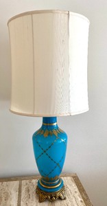 Wonderful Vintage Glass Aqua Colored Table Lamp