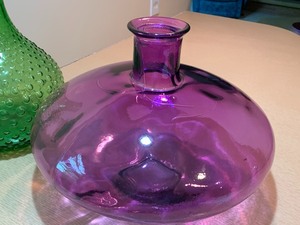 Two Bright Colored Glass Vessels