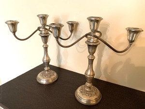 Pair of Gotham Sterling Three Arm Candelabras