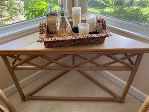 Vintage Corner Rattan Table
