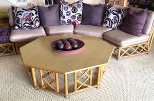 Amazing Ficks and Reed Rattan Sectional and Matching Coffee Table