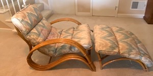 Amazing Vintage Rattan Lounger w Ottoman