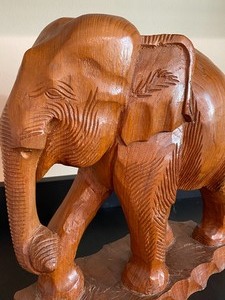 Wood Carved Elephant Figurine